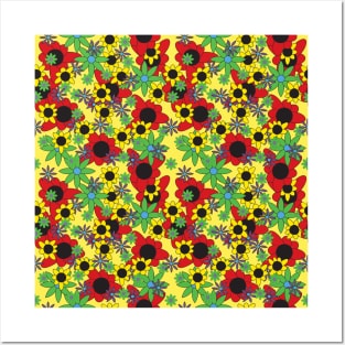 Floral pattern with flowers and leaves Posters and Art